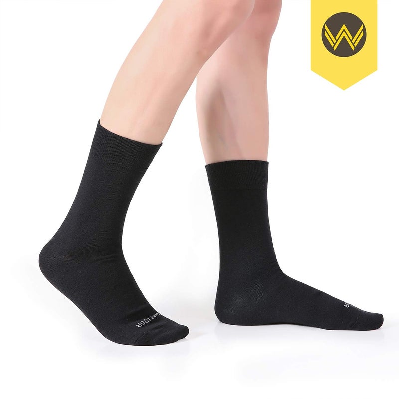 WANDER Men's Solid Dress Socks Cotton Black Men 8 Pairs Trouser Thin Classic Socks (Shoe Size:9-12, 8 Pairs Black) - Image 5